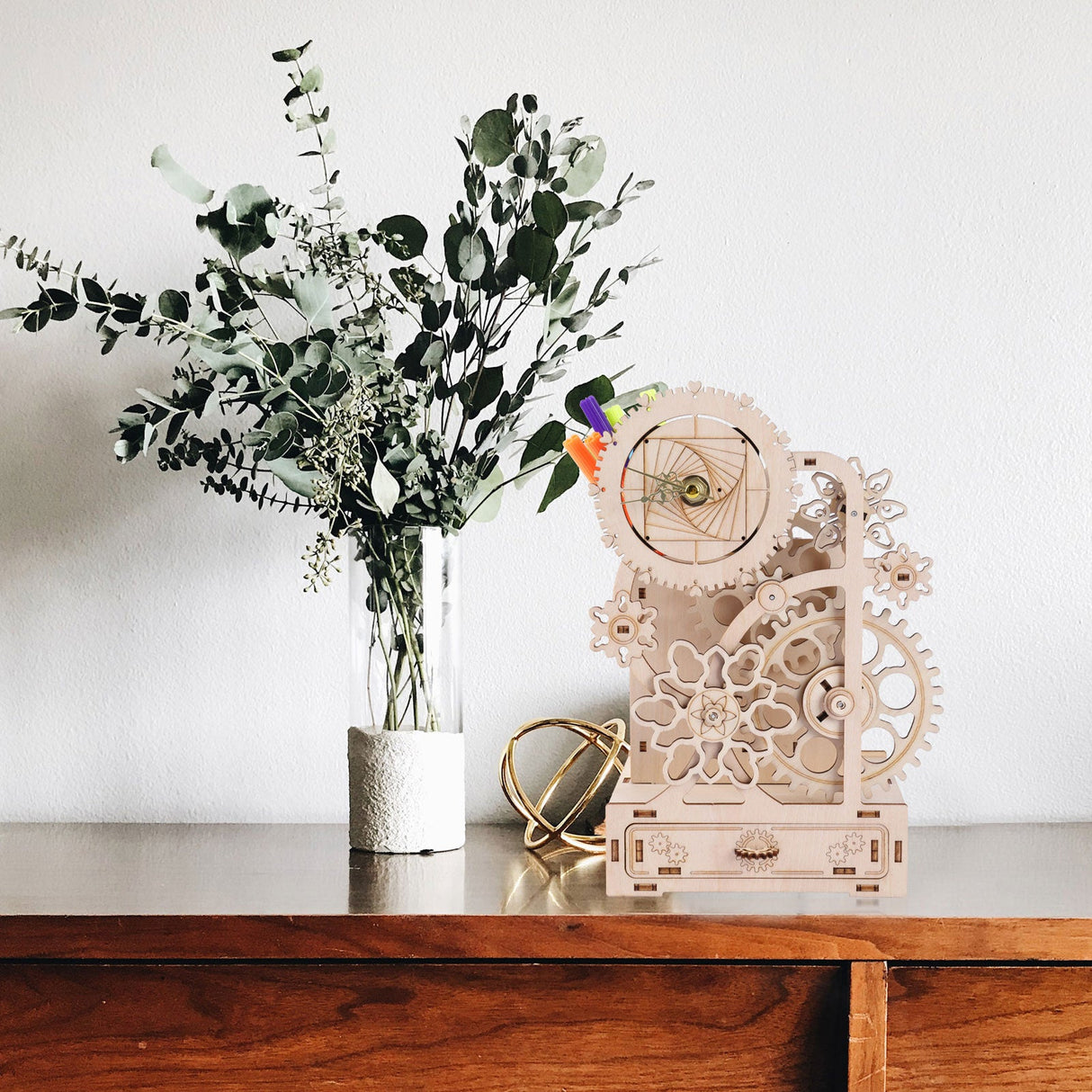 3D Wooden Music Box Clock