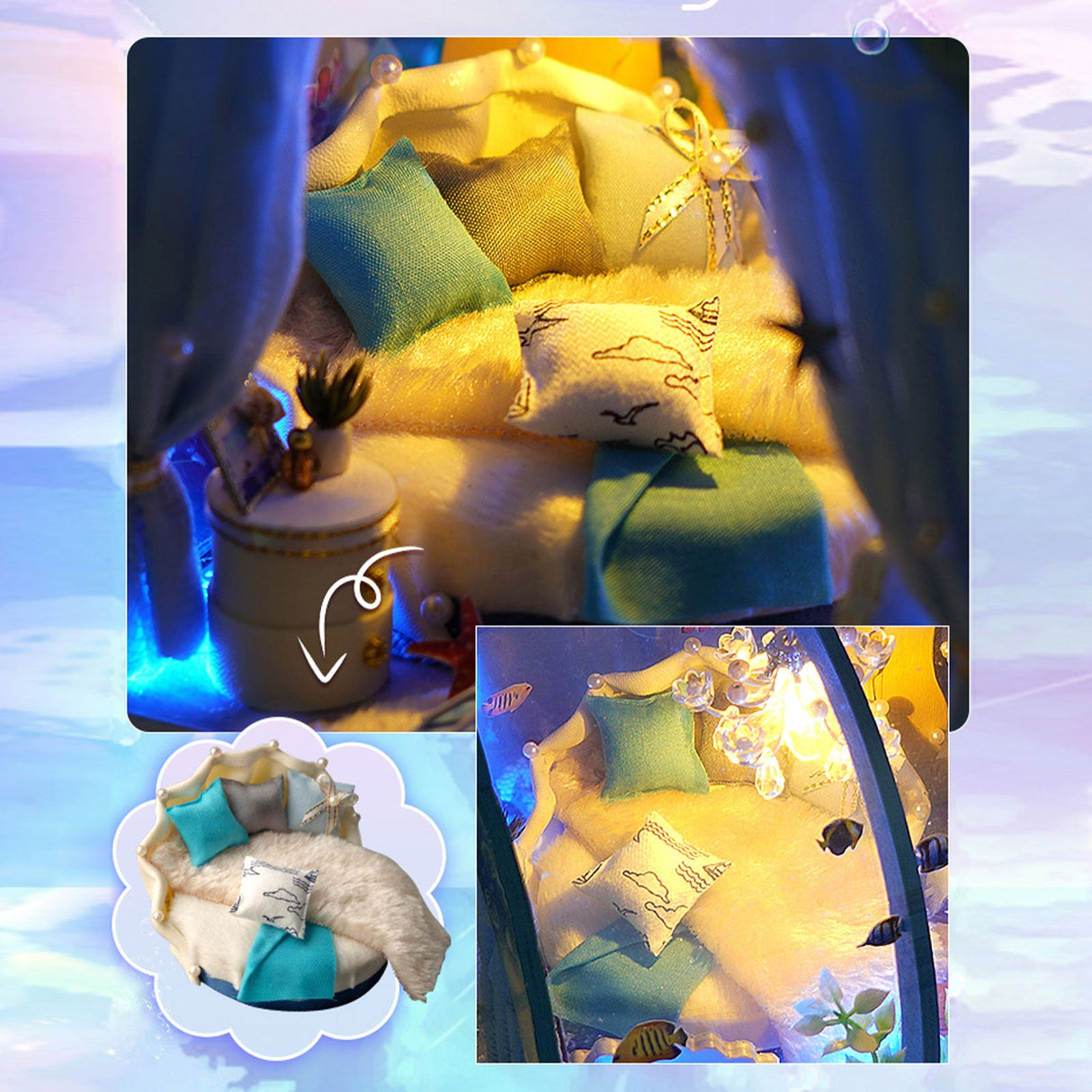 DIY Dollhouse Kit, Sweet Home of Mermaid Princess