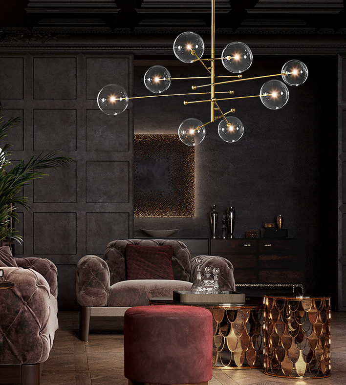 GLASS GLOBE MOBILE CHANDELIER