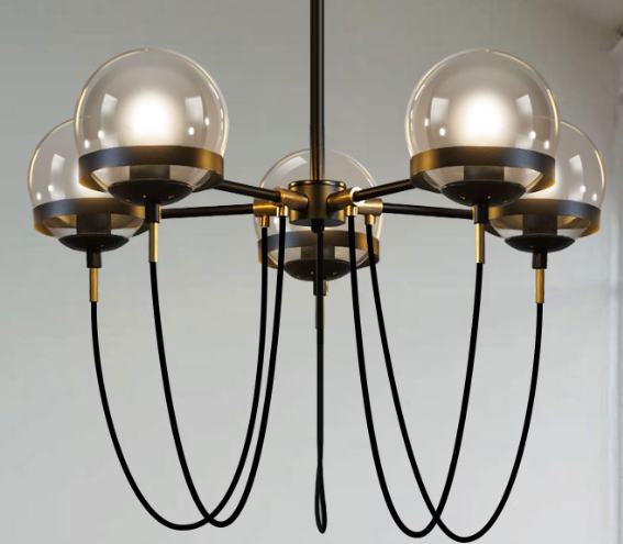Dexter Glass Orb Antique Chandelier