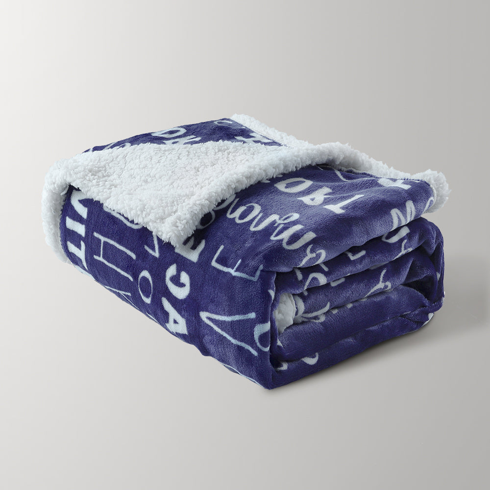 Blue Fluffy Flannel Sherpa Blanket