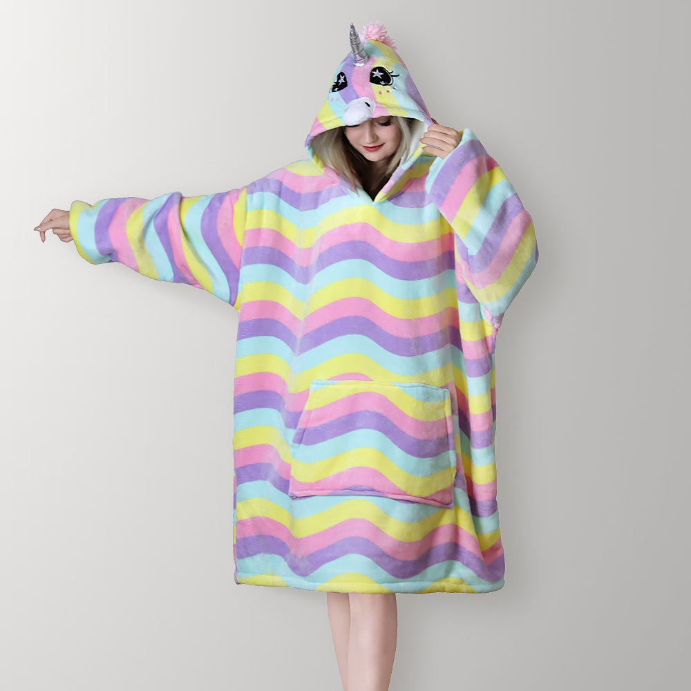 Rainbow Unicorn Hoodie Wearable Blanket