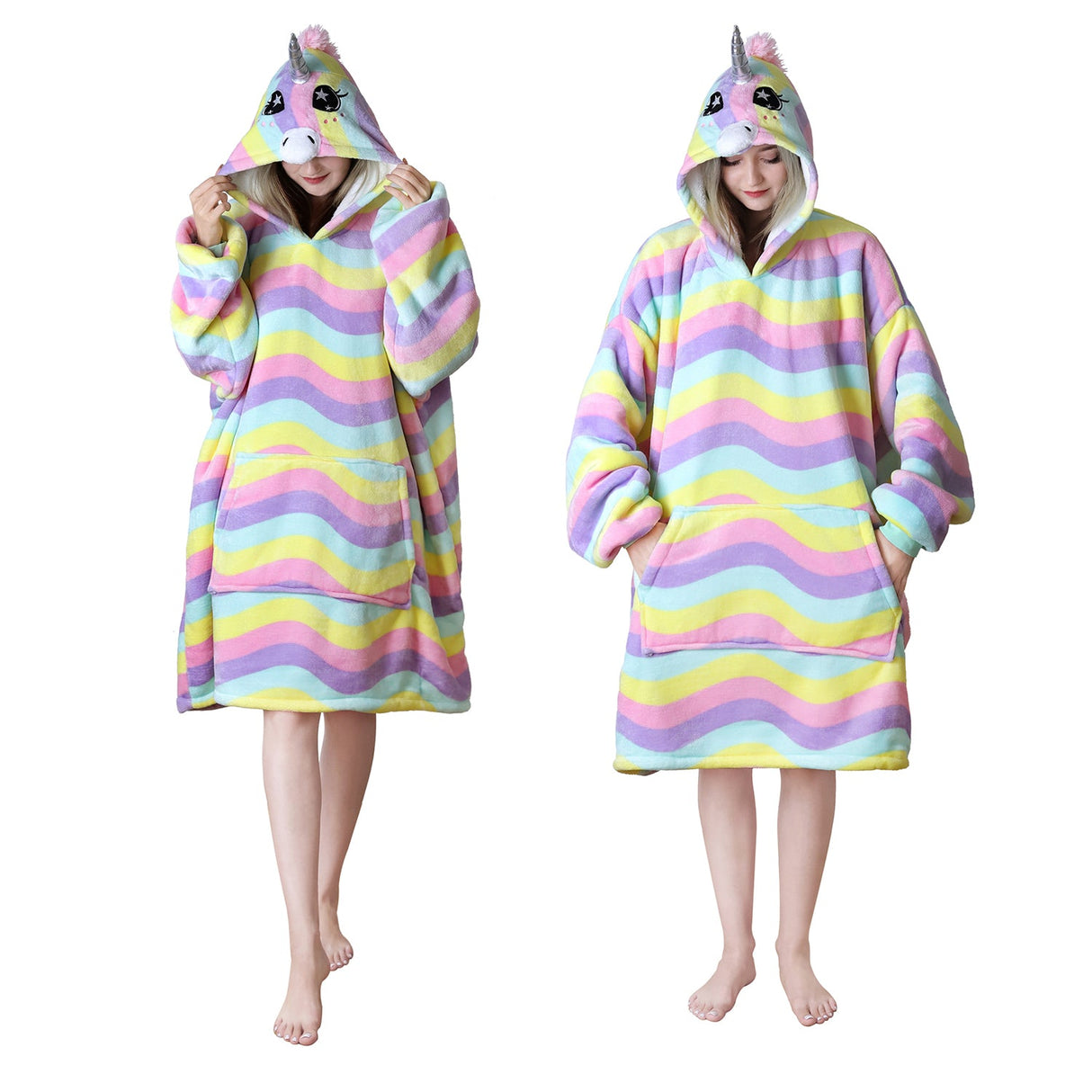 Rainbow Unicorn Hoodie Wearable Blanket