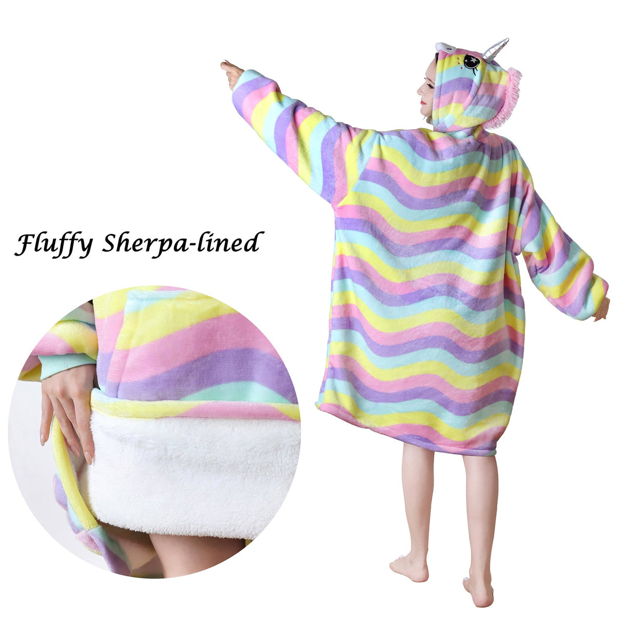 Rainbow Unicorn Hoodie Wearable Blanket