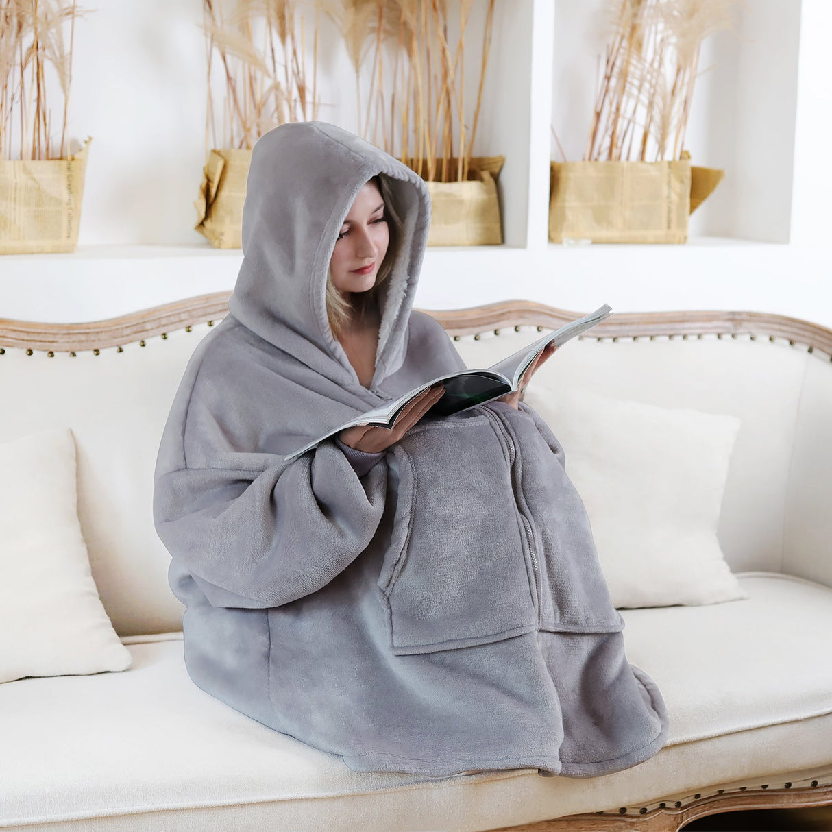 Zip Up Oversized Hoodie Wearable Blanket