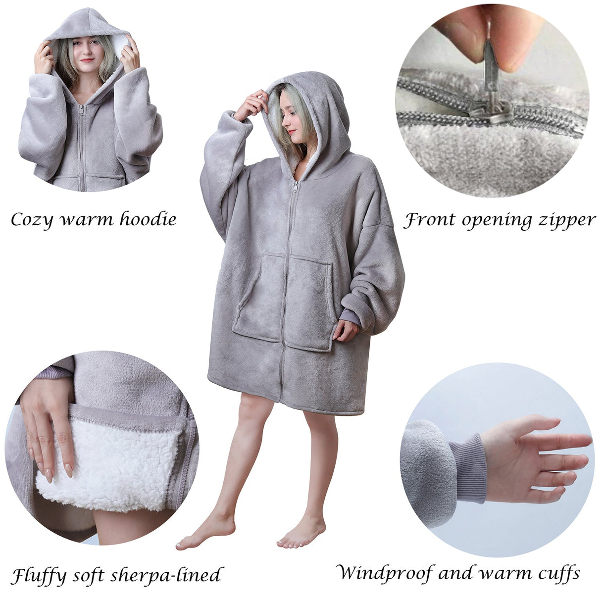 Zip Up Oversized Hoodie Wearable Blanket