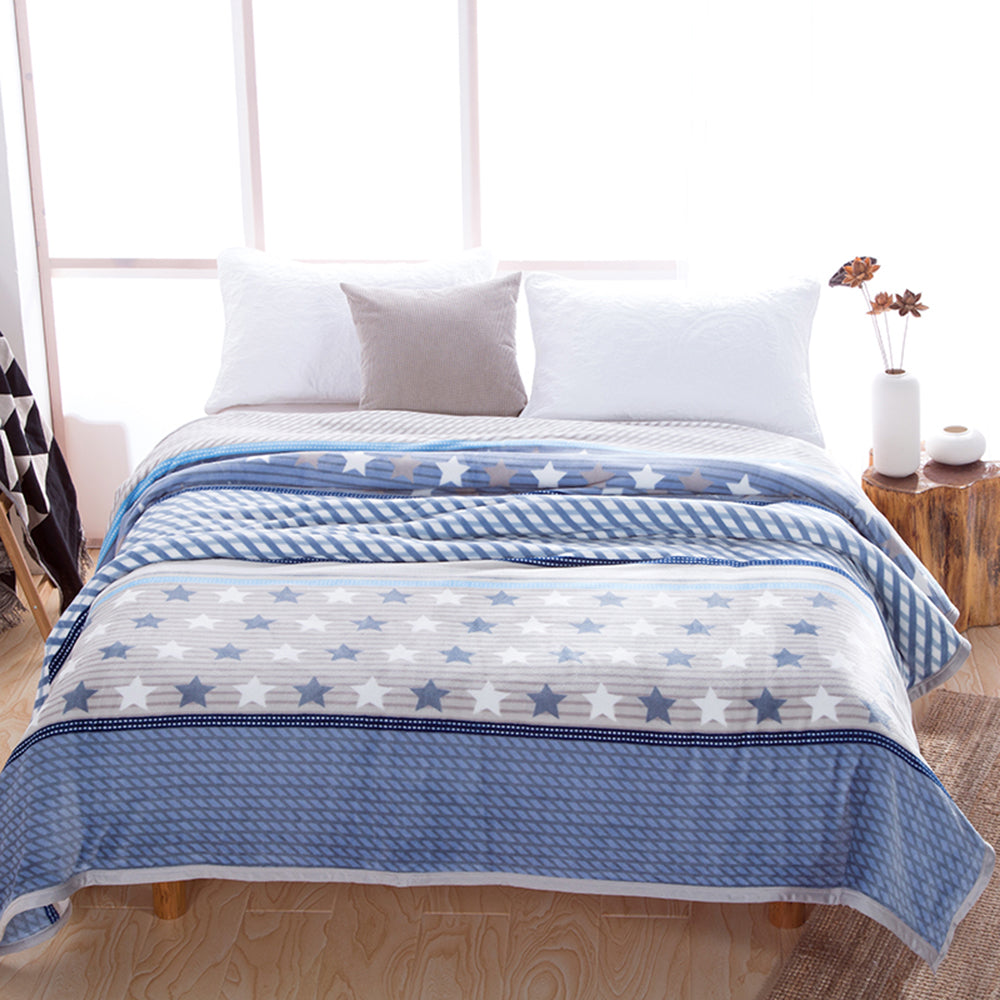 Blue Star Stripe Fleece Blanket