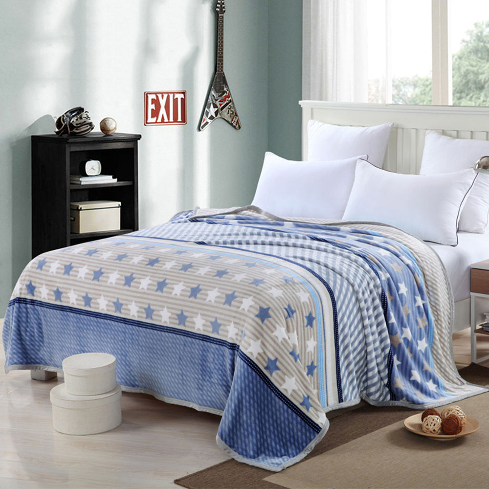 Blue Star Stripe Fleece Blanket