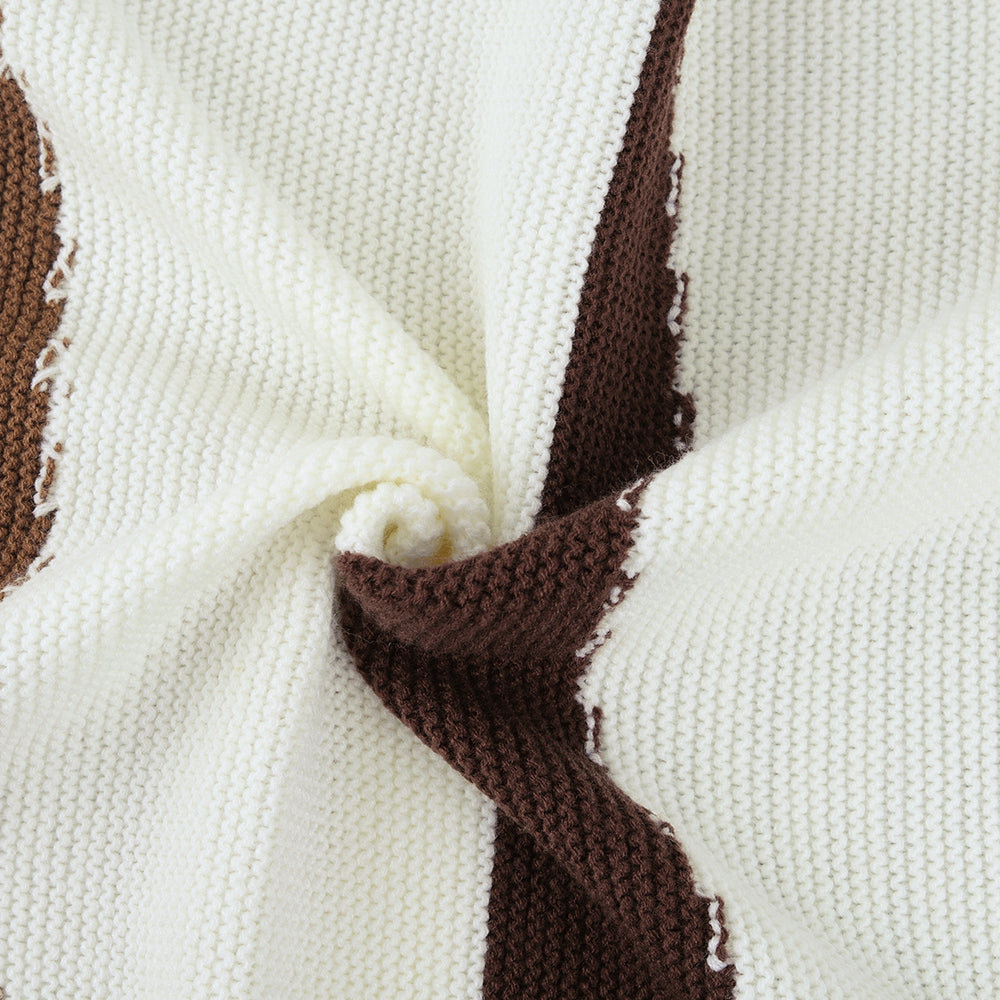 Tricolor Stripe Knit Blanket