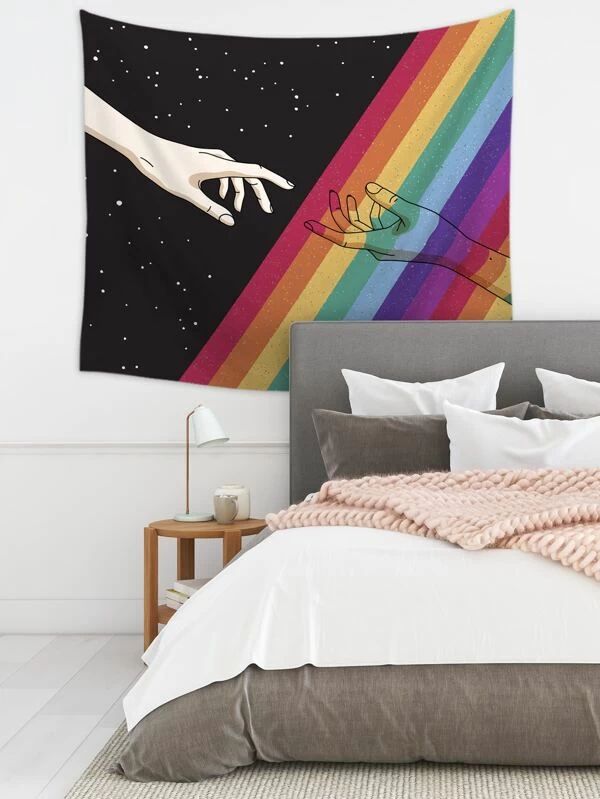 Rainbow Stripe Print Tapestry