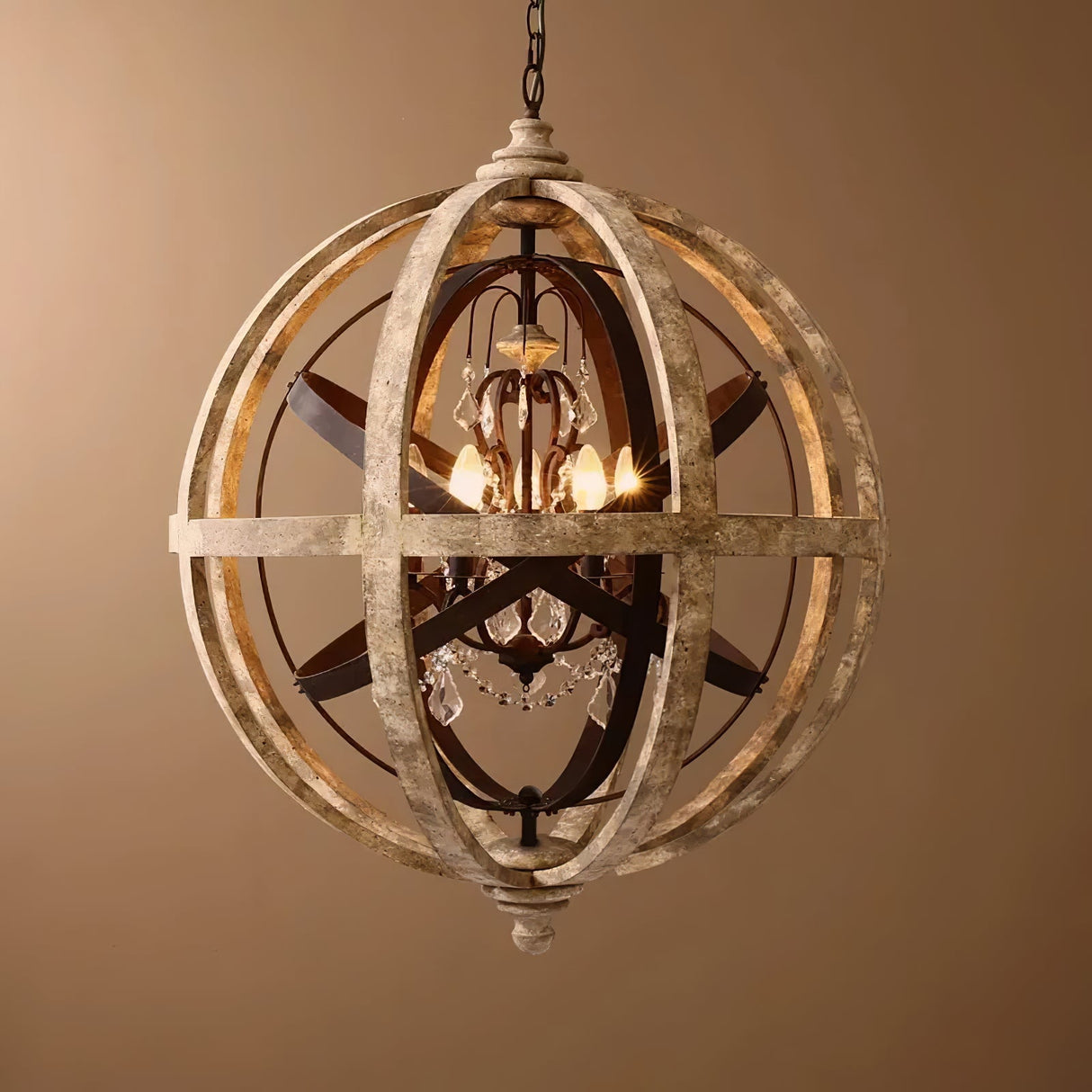 Retro Globe Weathered Chandelier