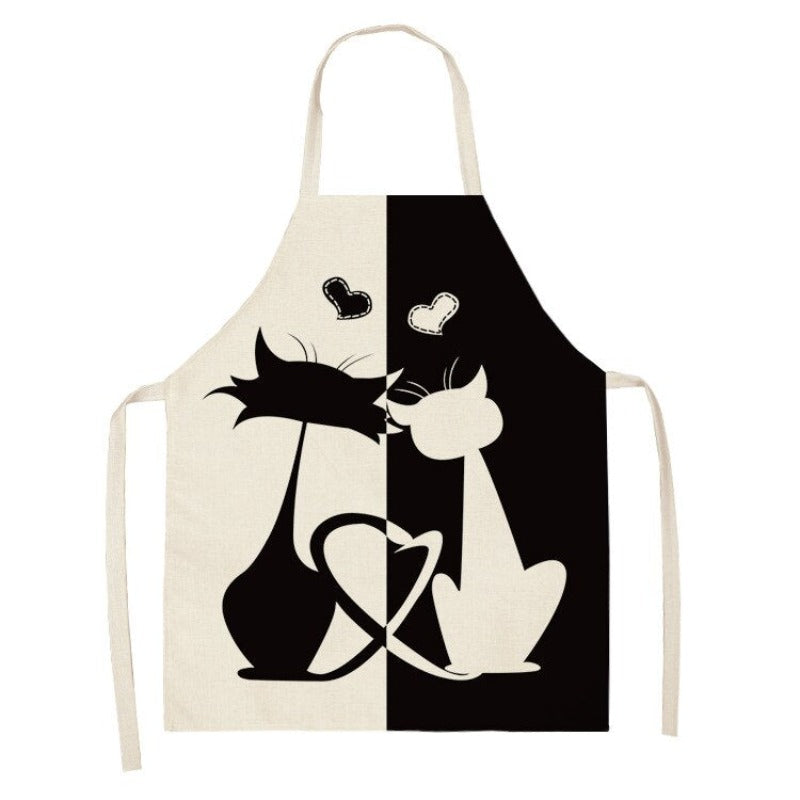 Cute Cat Cartoon Linen Apron