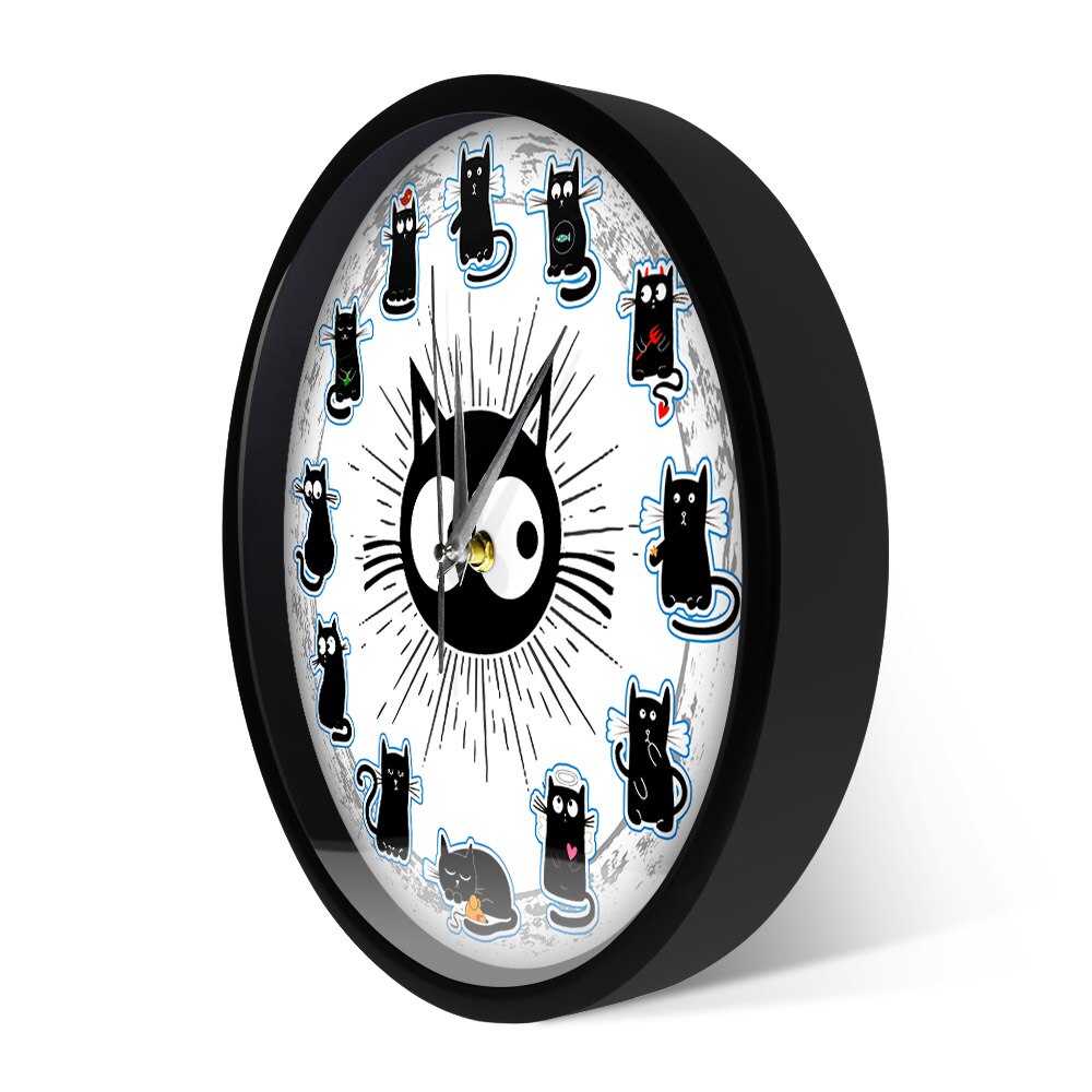 Black Kittens Art Wall Clock