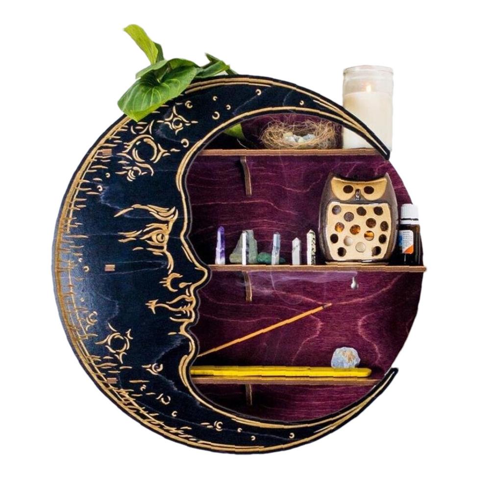 Witch Moon Face Wall Hanging Shelf