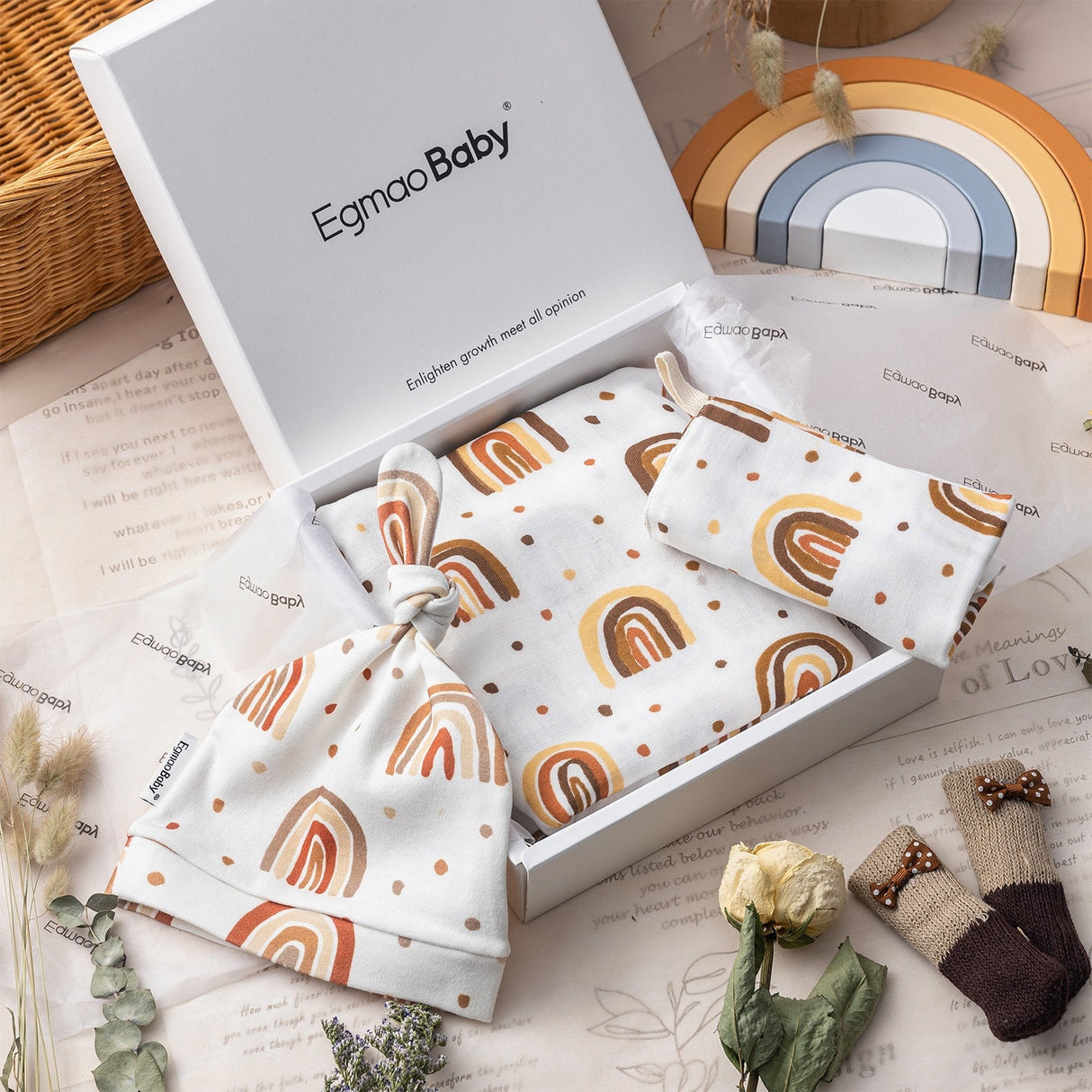 Baby Swaddle Blanket Set with Matching Hat and Drool Cloth