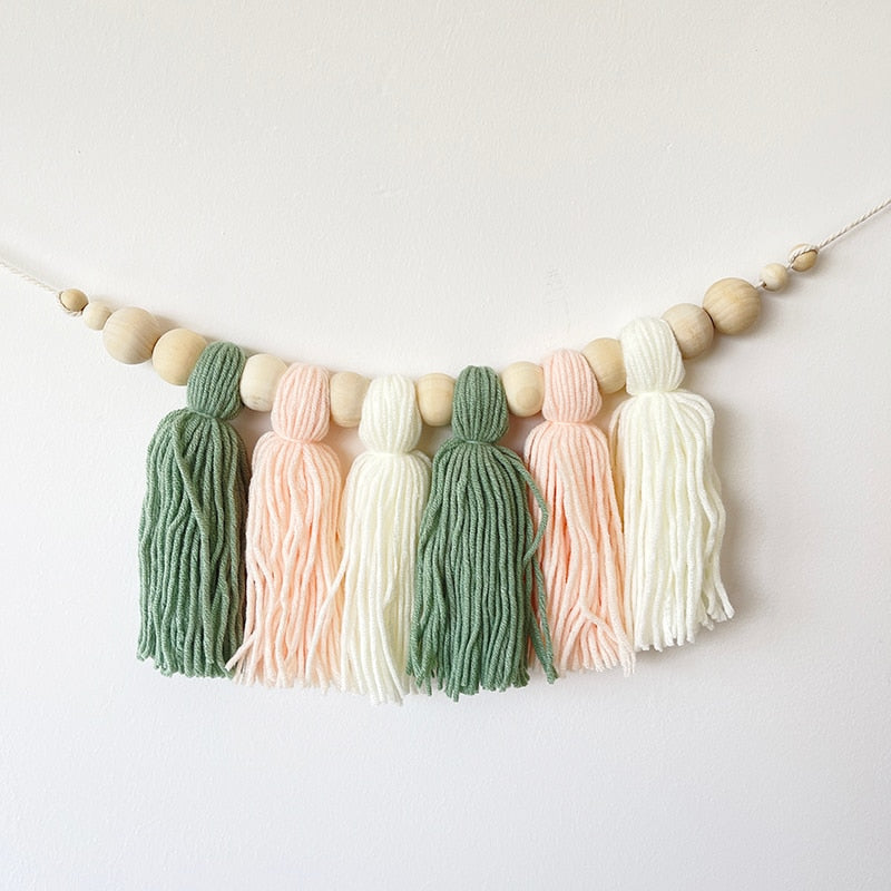 Boho Tassel Wooden Wall Hanging