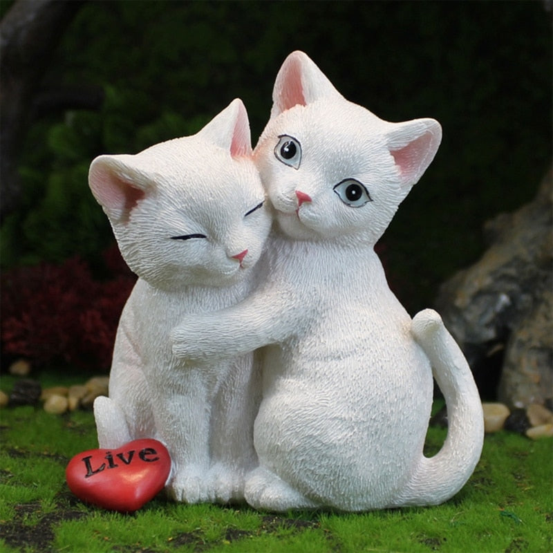 Cute Couple Cat Figurine