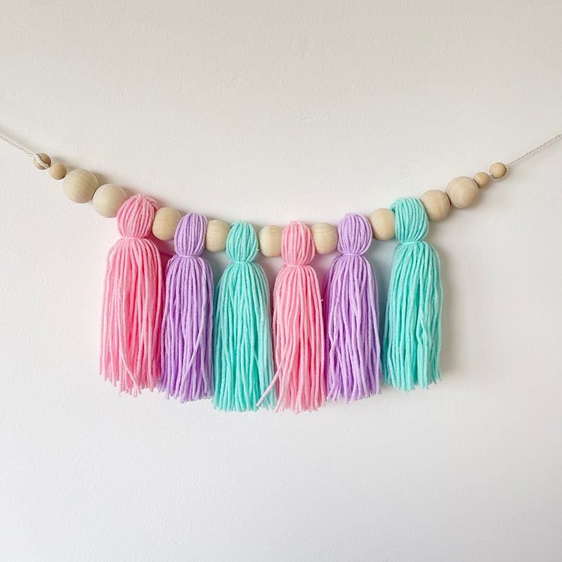 Boho Tassel Wooden Wall Hanging