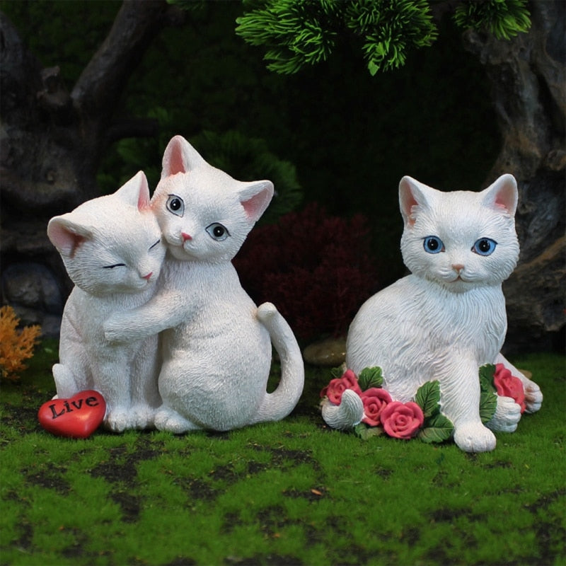 Cute Couple Cat Figurine