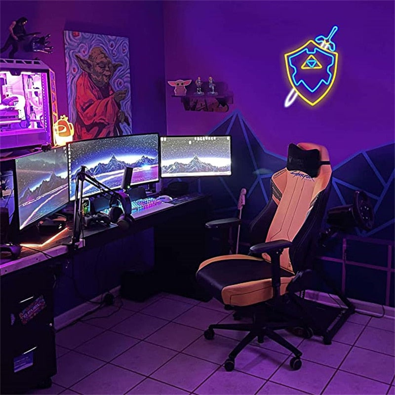 Neon Lights Shield and Sword