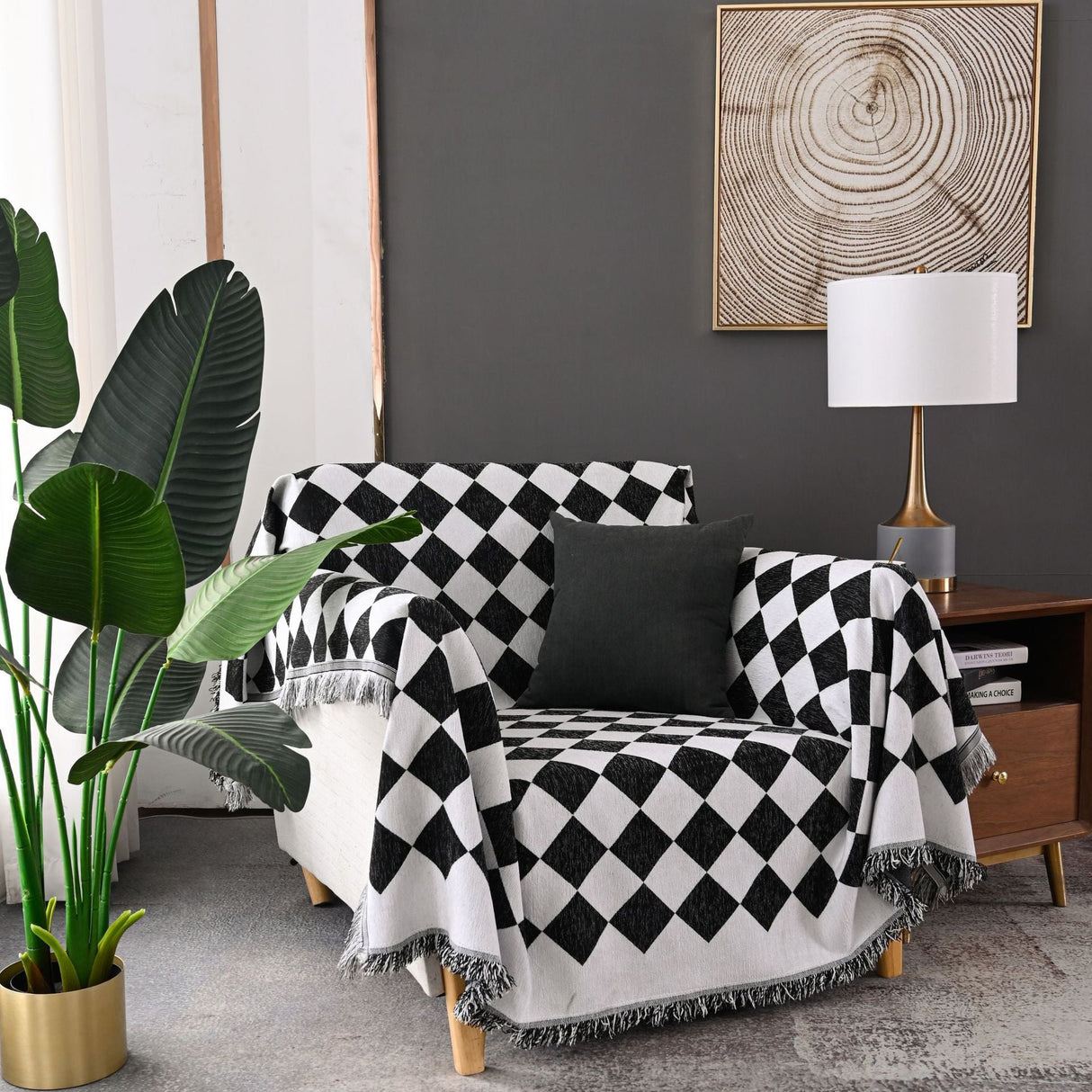 Indie Black And White Checkerboard Tablecloth