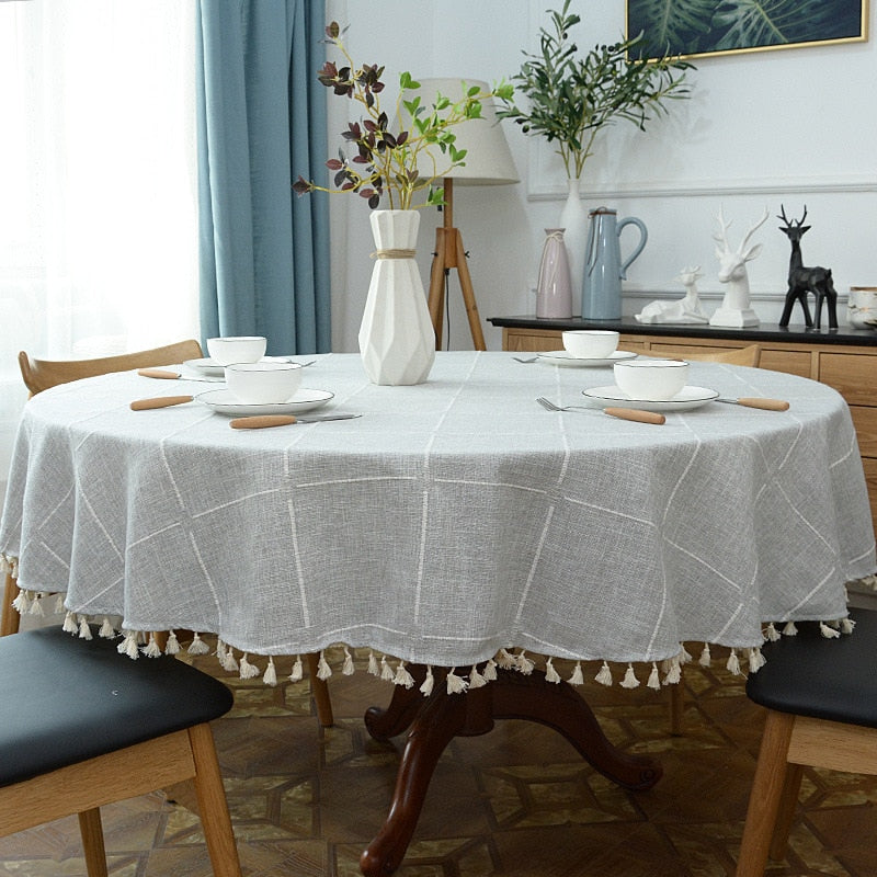 Aesthetic Round Linen Tablecloth