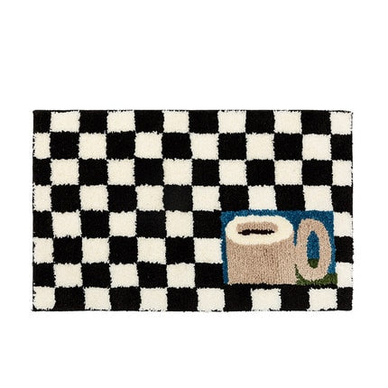 Checkered Fluffy Grids Rug