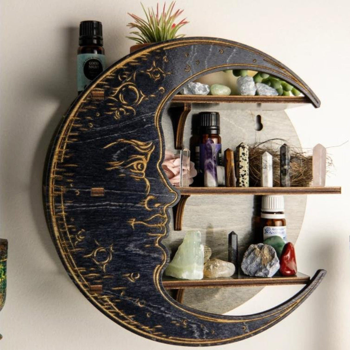Witch Moon Face Wall Hanging Shelf
