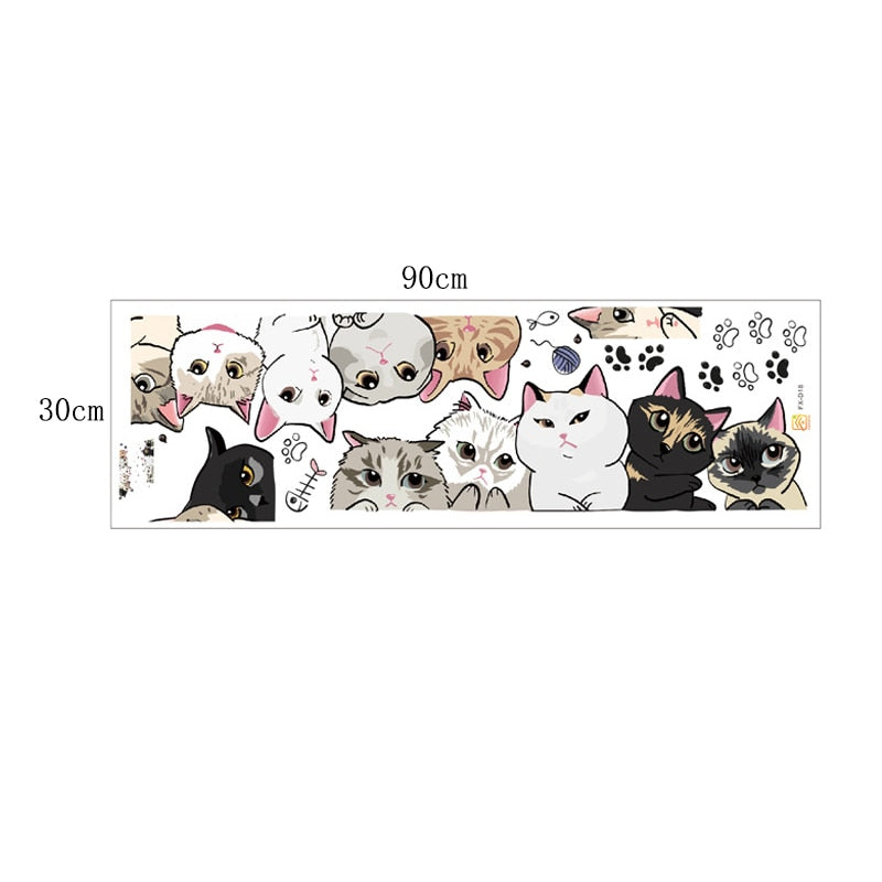 Cute Cat Hand-painted Wall Stickers