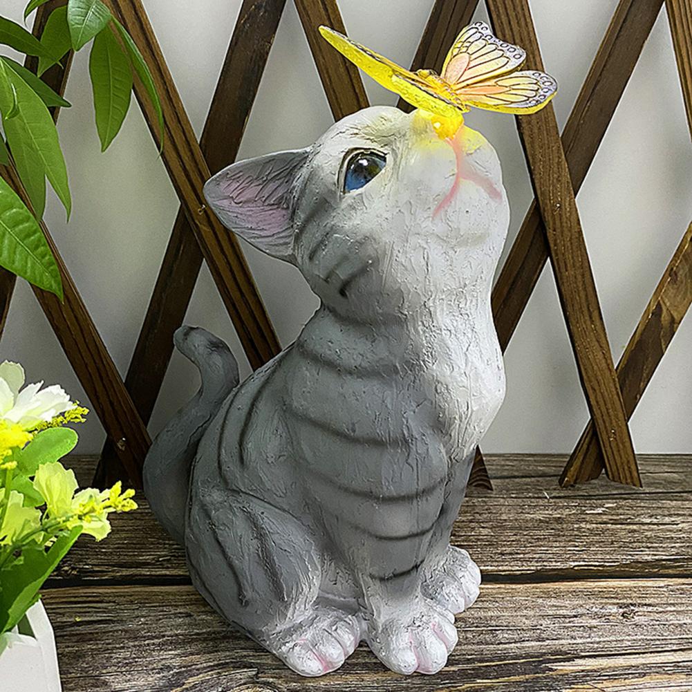 Solar LED Cat Statue Garden Light
