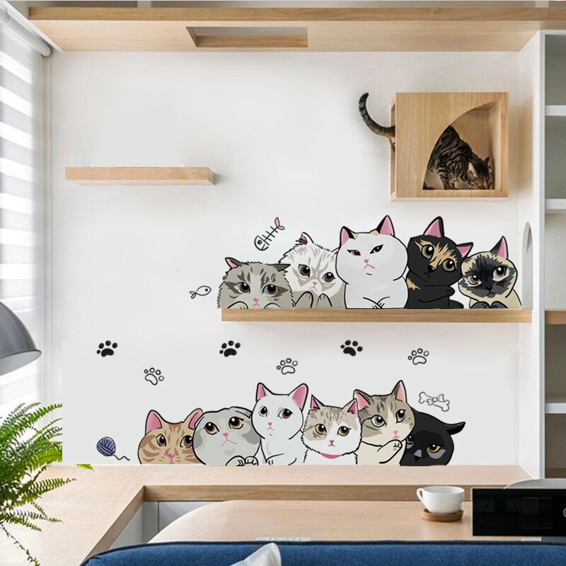 Cute Cat Hand-painted Wall Stickers