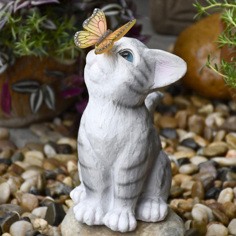 Solar LED Cat Statue Garden Light