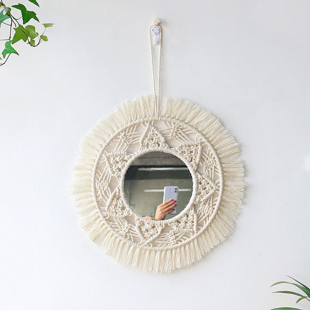 Boho Wall Hanging Round Mirror