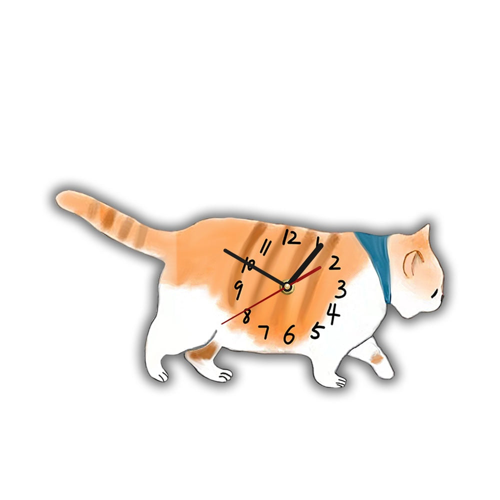 Cartoon Cat Wall Clock Decor