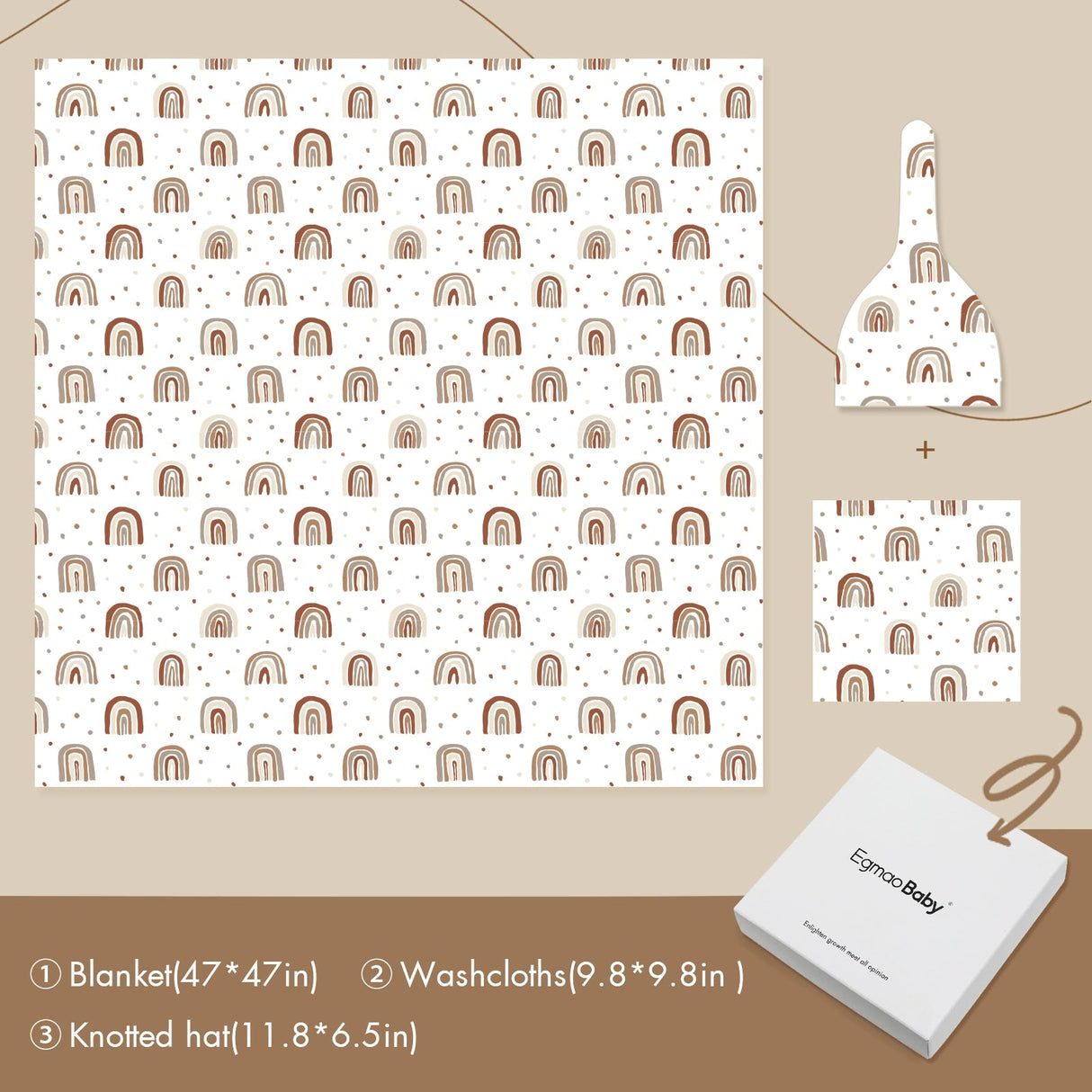 Baby Swaddle Blanket Set with Matching Hat and Drool Cloth