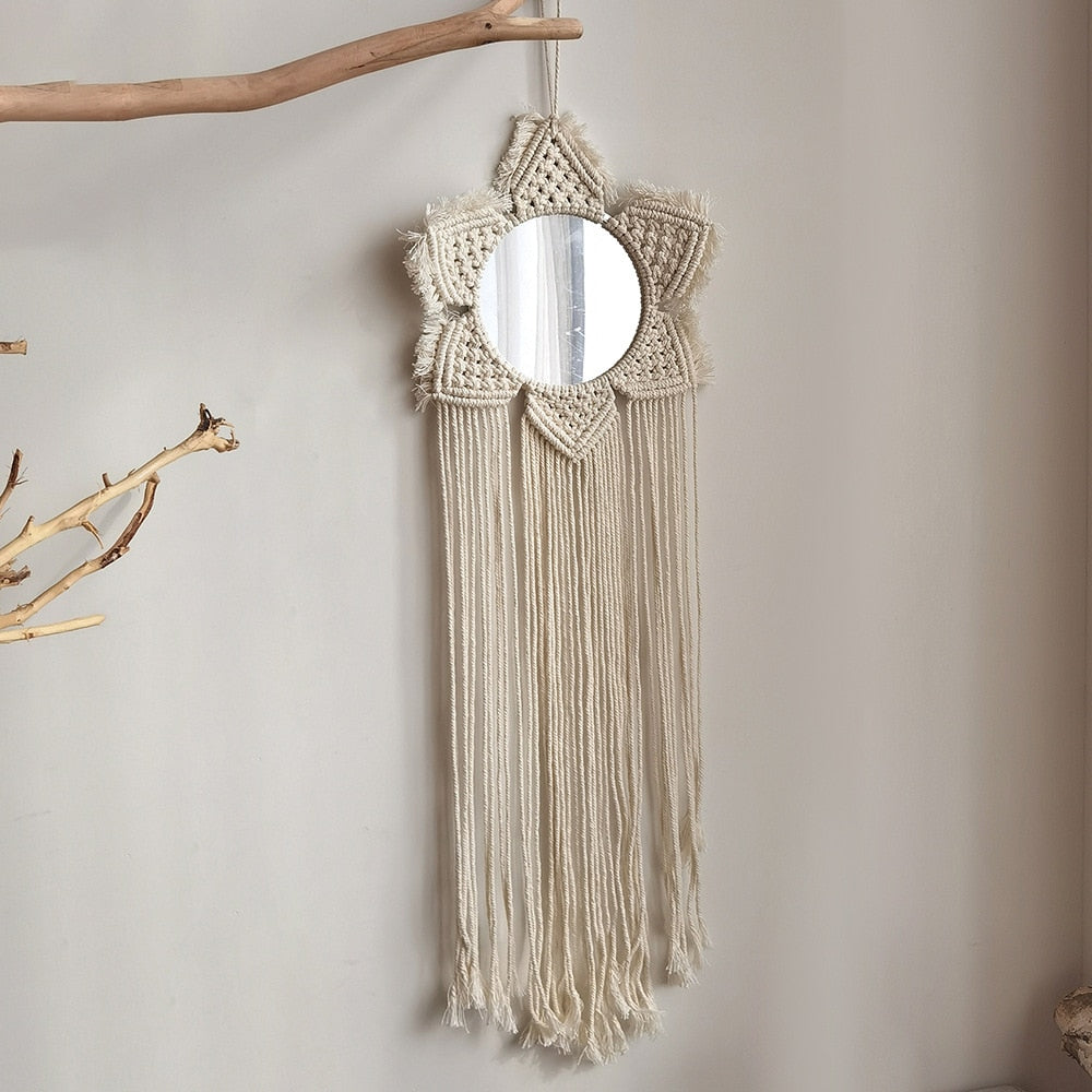 Boho Wall Hanging Round Mirror