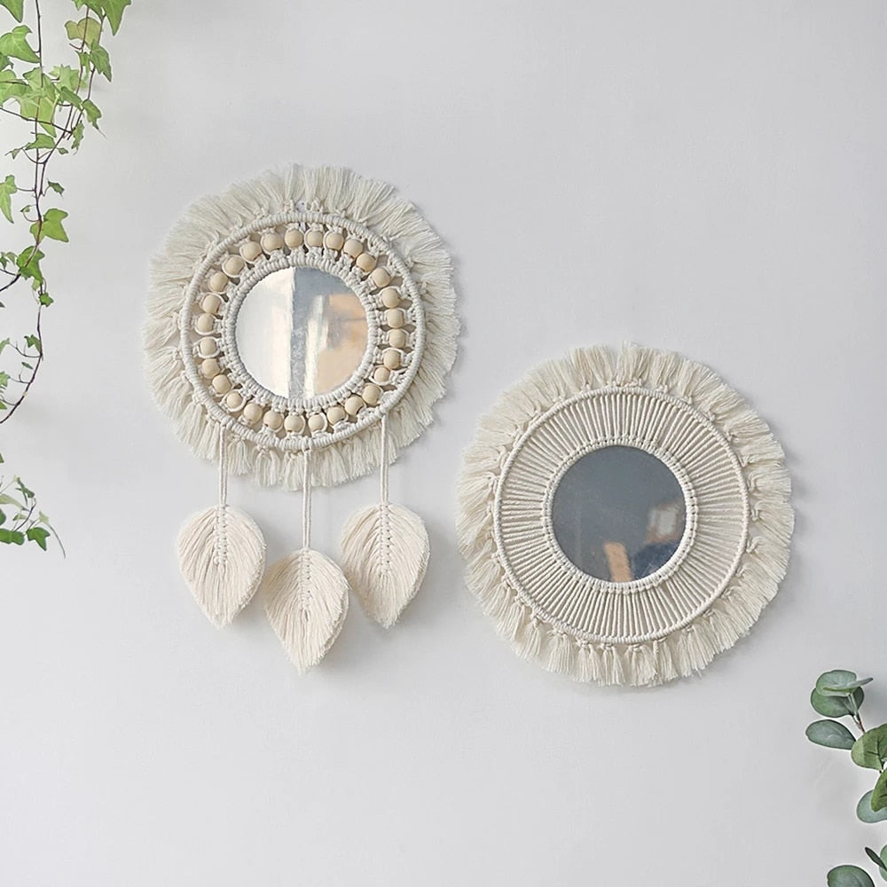 Boho Wall Hanging Round Mirror