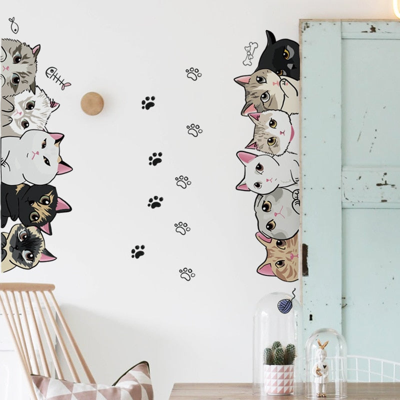 Cute Cat Hand-painted Wall Stickers