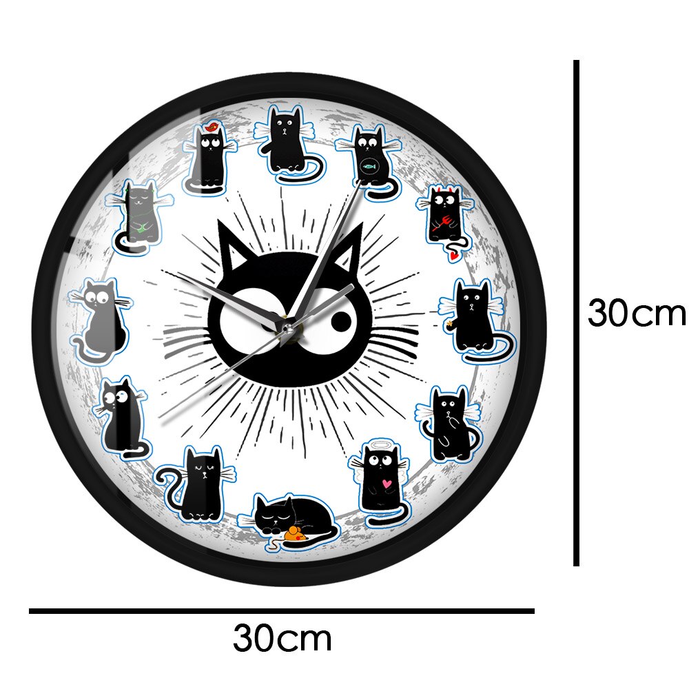 Black Kittens Art Wall Clock