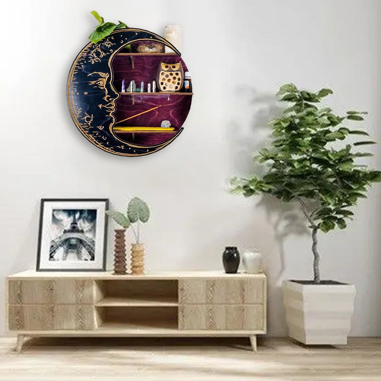 Witch Moon Face Wall Hanging Shelf