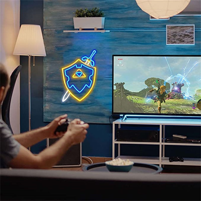 Neon Lights Shield and Sword