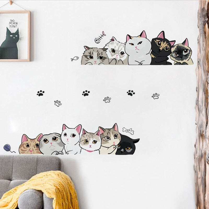 Cute Cat Hand-painted Wall Stickers