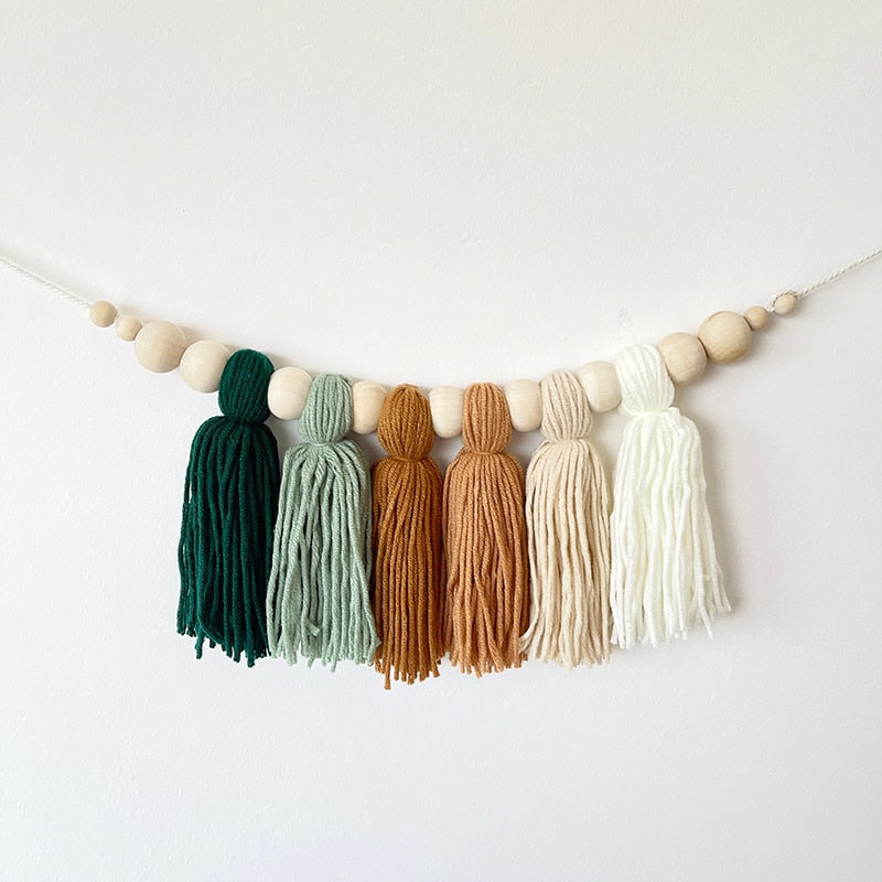 Boho Tassel Wooden Wall Hanging