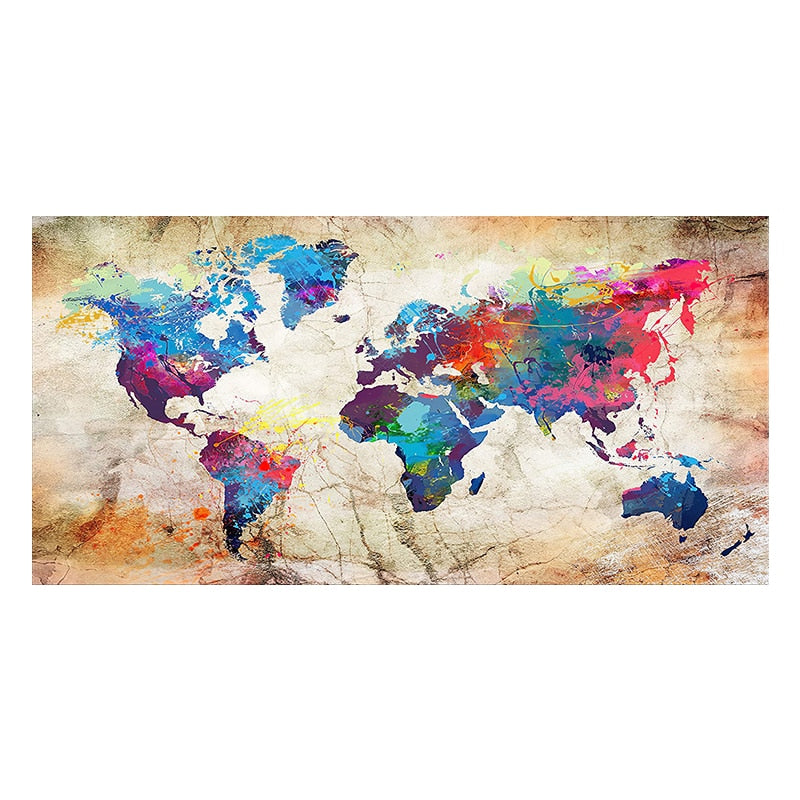 World Map Canvas Dark Academia