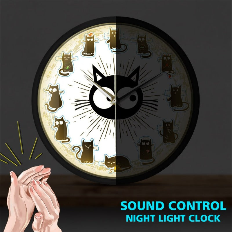 Black Kittens Art Wall Clock