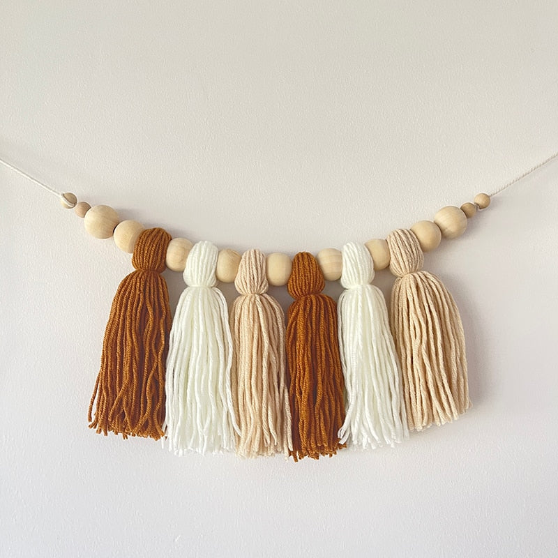 Boho Tassel Wooden Wall Hanging