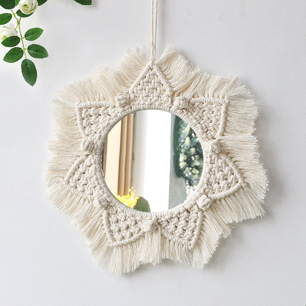 Boho Wall Hanging Round Mirror