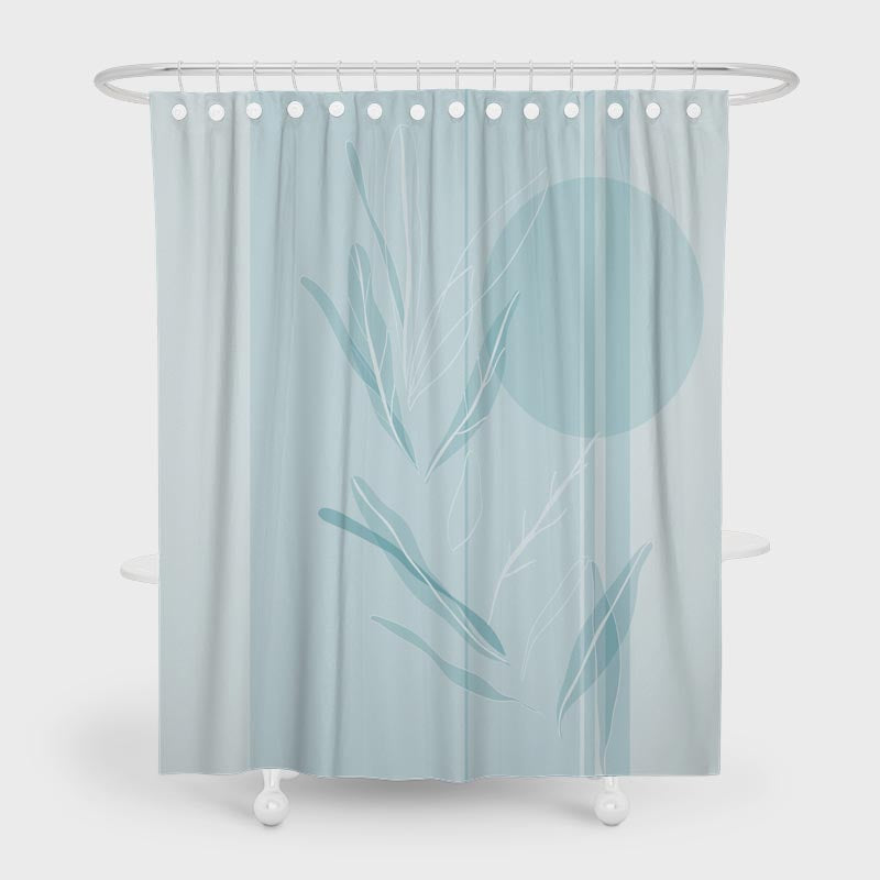 Blue Leaves and Moon Shower Curtain