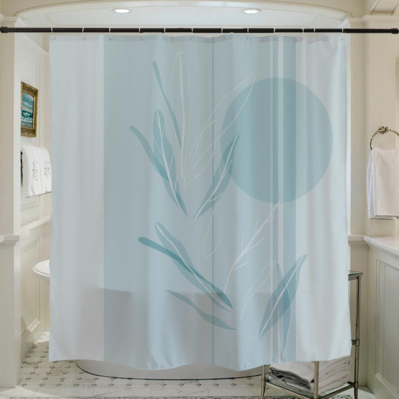Blue Leaves and Moon Shower Curtain