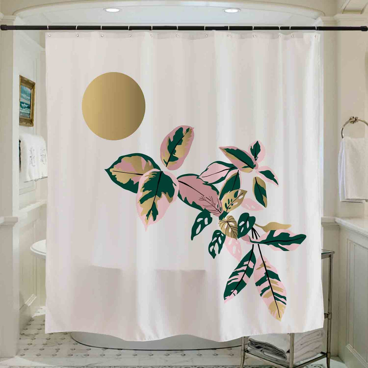 Moon and Plant Shower Curtain